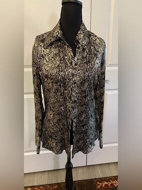Zara silky button down snakeskin print shirt